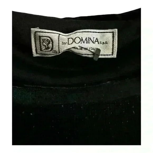 Vintage Domina Sleeveless Black Sweater Dress with Velvet Trim and Slip - Picture 4 of 7